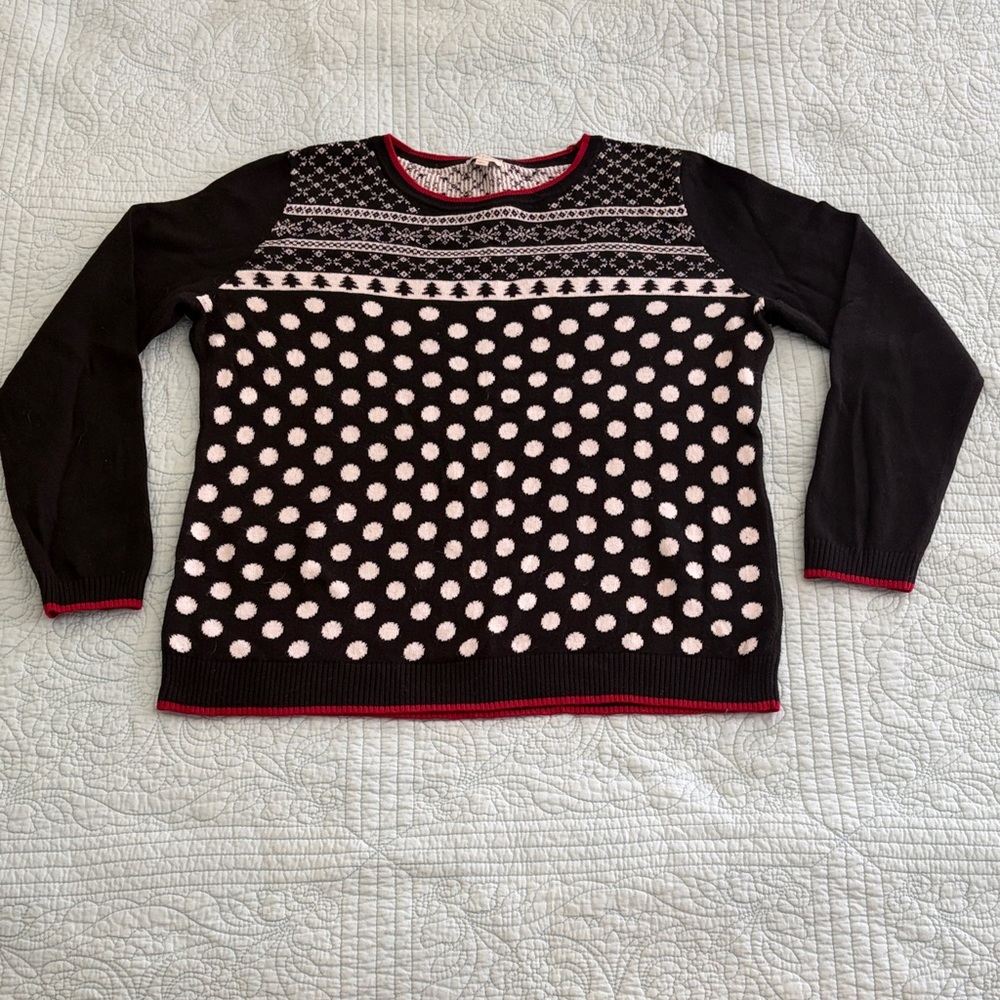 Talbots Black and Red Crew Neck Sweater